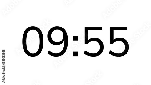 Countdown timer from 10 minute to 9 minute on white background