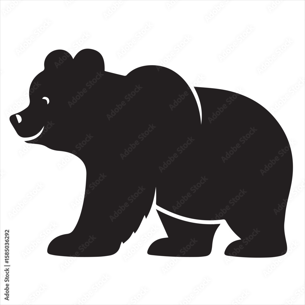 Obraz premium Silhouette Style Vector Bear Logo Design – Wild Animal Icon for Outdoor Adventure Branding, Wildlife Conservation, Camping Graphics, Rustic Apparel Prints, Nature-Themed Products, and Mascot Concepts