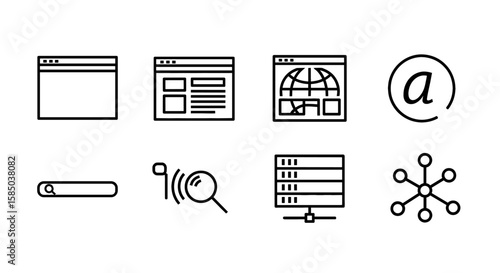 Website and Internet Vector Icon Set | Editable Stroke | Browser, search, email, server, connection, internet of things icons