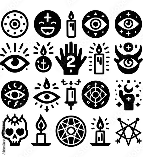 Okkulte Zeichen Asmodeus & Symbole als Vektor-Icons - 3