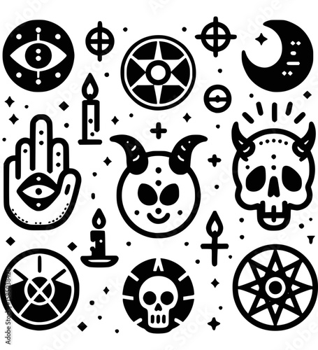 Okkulte Zeichen Asmodeus & Symbole als Vektor-Icons - 10