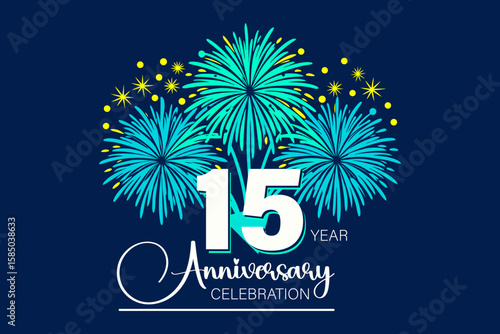 15 years anniversary celebration emblem. congratulations anniversary calligraphy background.