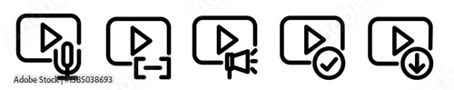 Micro icons as audio, , advertisement Pro Vector. editable