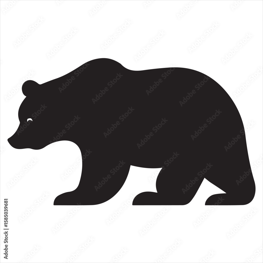 Fototapeta premium Silhouette Style Vector Bear Logo Design – Wild Animal Icon for Outdoor Adventure Branding, Wildlife Conservation, Camping Graphics, Rustic Apparel Prints, Nature-Themed Products, and Mascot Concepts