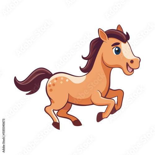 Beautiful cartoon horse running 