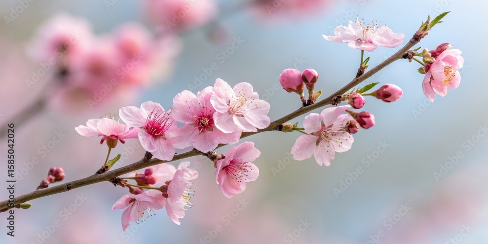Delicate Pink Blossoms Spring Branch in Bloom, Flowers , Blossom Delicate Pink Blossoms Spring Branch in Bloom, Flowers , Blossom
