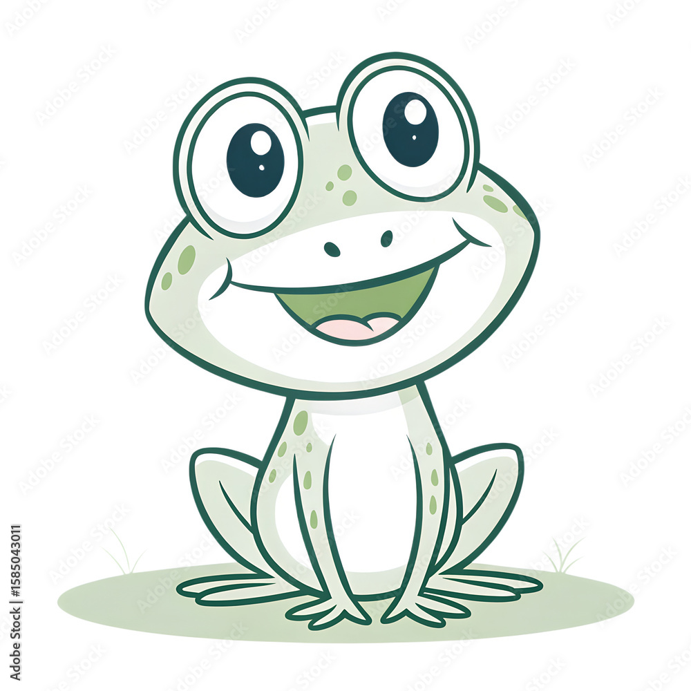 Fototapeta premium Cute Frog Cartoon Transparent PNG White Background
