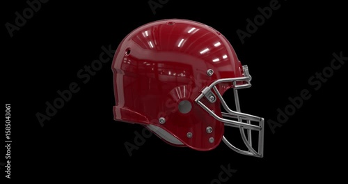 American Football Helmet Rotating on Alpha Channel Loop (4K)

