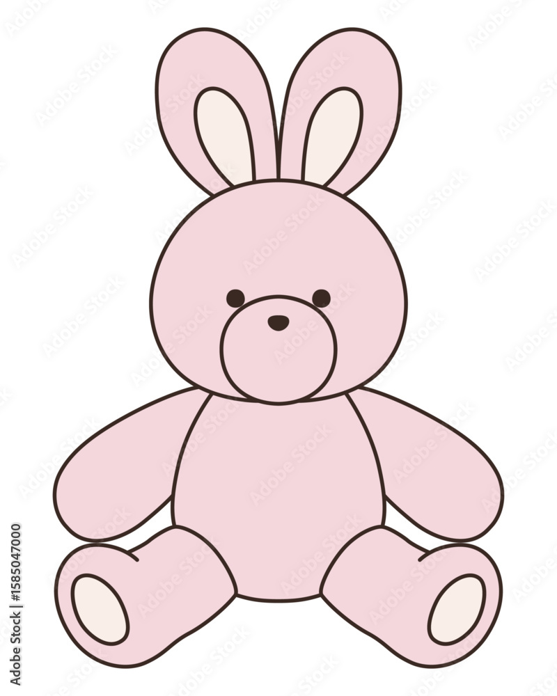 Obraz premium かわいいうさぎのぬいぐるみのベクターイラスト。兔、アイコン、座る