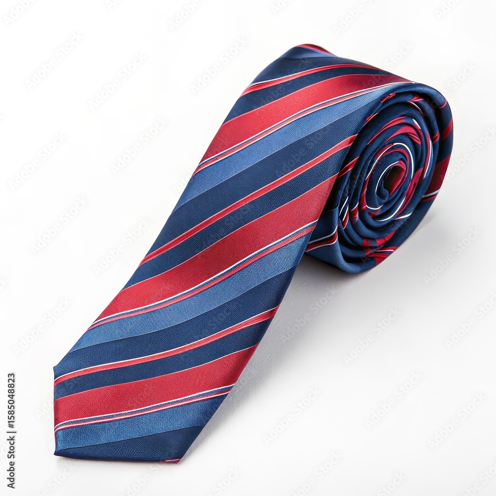 Obraz premium Rolled Striped Tie - Red, Blue and White, Neckwear , Accessories