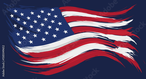 American flag waving in artistic style