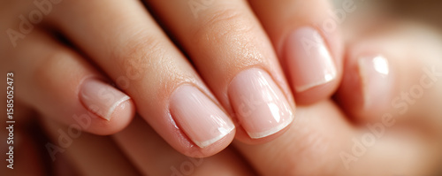 Elegant and neat manicure showcasing natural nails cared for in a beauty salon