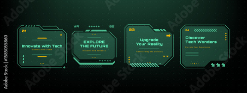 Head up display technology elements. Hud vector graphic control interface. Future digital concept for cyber display and user experience.