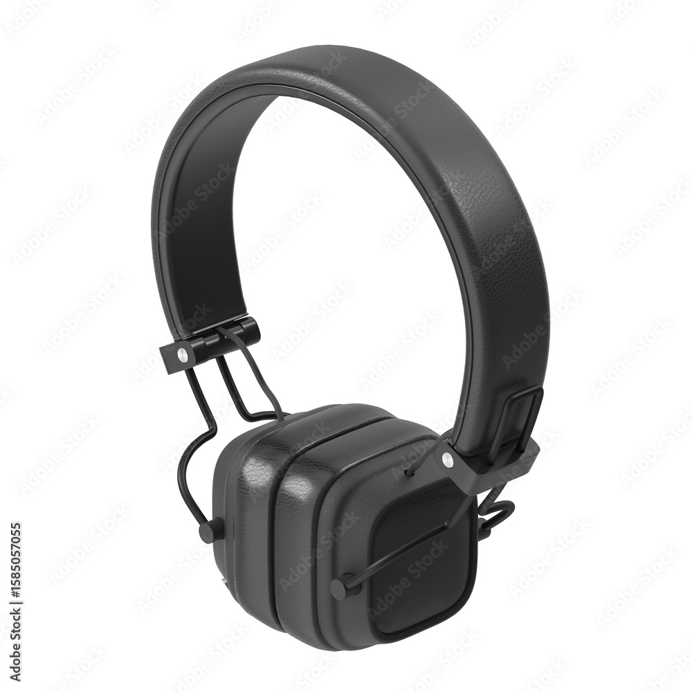 Fototapeta premium Black wireless headphones with a modern design, isolated against a clean background. Designed for comfort and superior sound quality. 