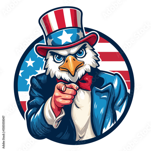 eagle uncle sam pointing patriotic design clip art preview