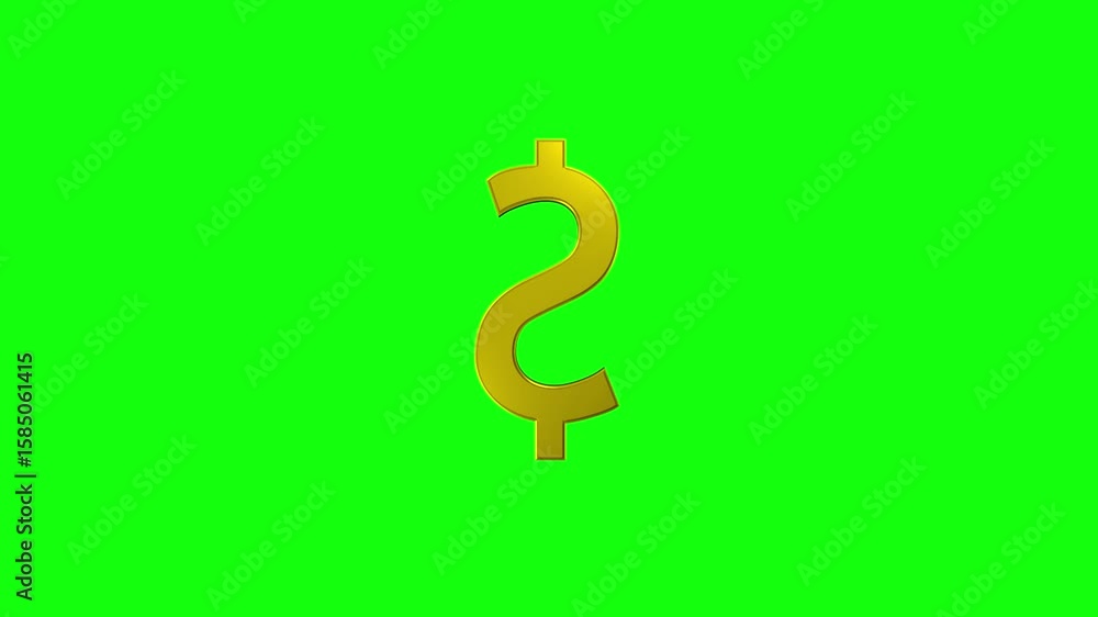 3D dollar Golden icon shines, rotating. Dollar sign symbol icon animation on green screen. USD symbol. 4k 3D dollar Golden icon shines, rotating. Dollar sign symbol icon animation on green screen. USD symbol. 4k