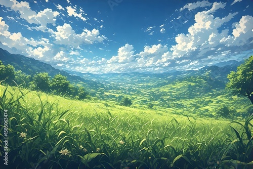 ia generated. landscape with trees and blue sky