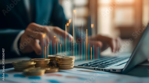 Financial and business professionals and data charts