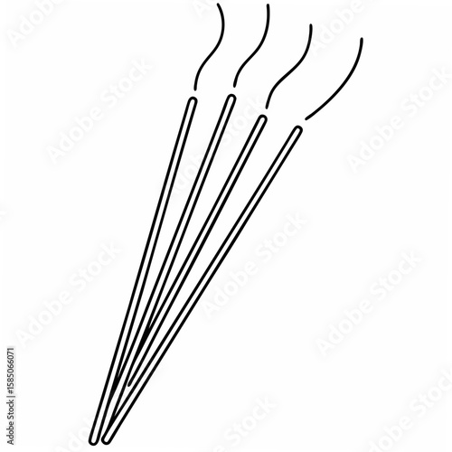 Four incense sticks with smoke trails aroma meditation