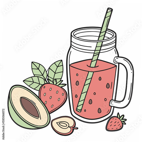 Fresh fruit smoothie with strawberries and avocado detox juice strawberry