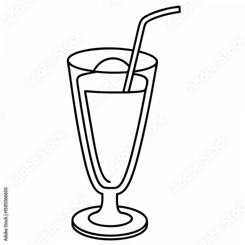 Tall glass with straw and liquid drink beverage