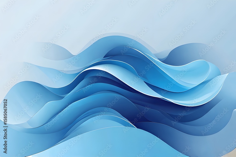 Fototapeta premium ia generated. Abstract design of blue waves with fluid movement, ideal for backgrounds, graphic projects, and marine decoration. 