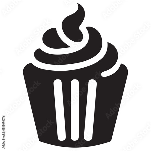 Silhouette Style Vector Cupcake Muffin Logo Design – Bakery Dessert Icon for Pastry Shop Branding, Cafe Menus, Sweet Treat Packaging, Food Blog Graphics, and Confectionery Marketing Materials