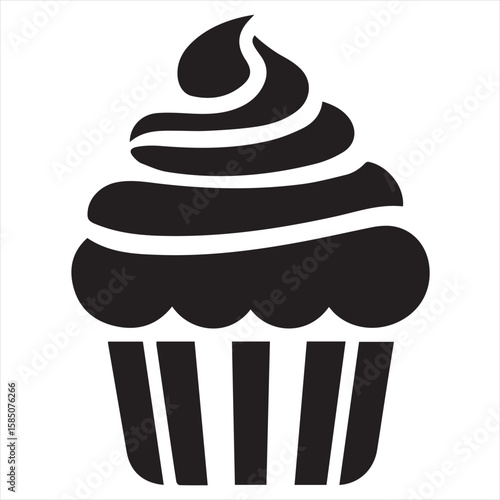 Silhouette Style Vector Cupcake Muffin Logo Design – Bakery Dessert Icon for Pastry Shop Branding, Cafe Menus, Sweet Treat Packaging, Food Blog Graphics, and Confectionery Marketing Materials