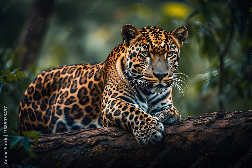 Obraz premium ia generated. close up of a leopard. close up of a jaguar. portrait of a leopard. portrait of a bengal tiger