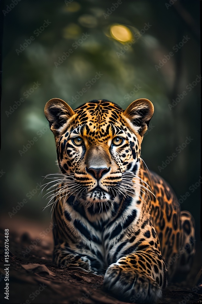 Obraz premium ia generated. close up of a leopard. close up of a jaguar. portrait of a leopard. portrait of a bengal tiger
