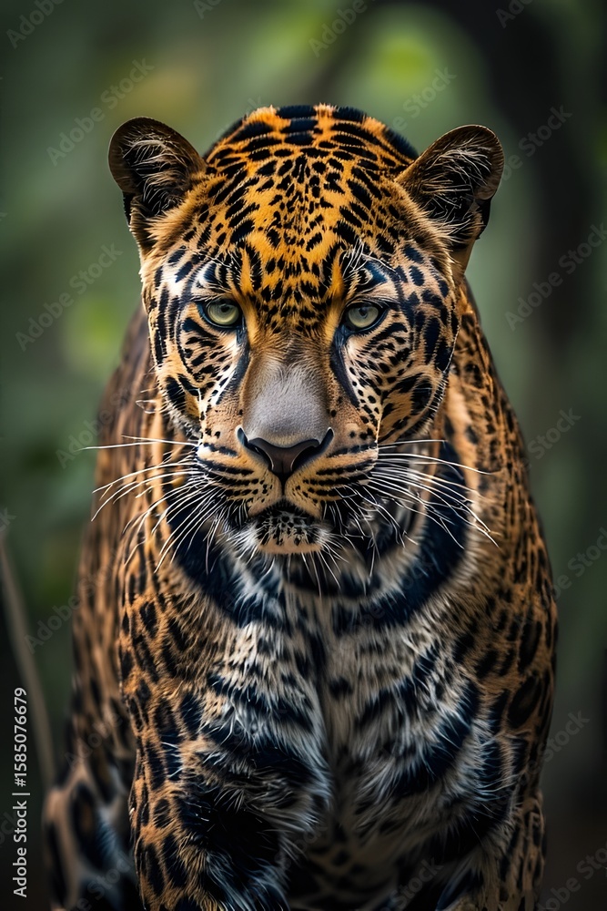 Obraz premium ia generated. close up of a leopard. close up of a jaguar. portrait of a leopard. portrait of a bengal tiger