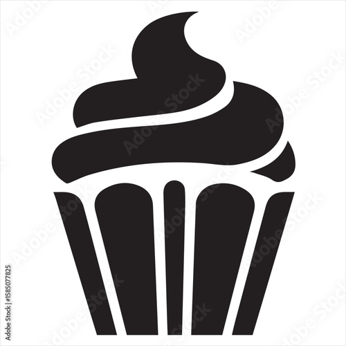 Silhouette Style Vector Cupcake Muffin Logo Design – Bakery Dessert Icon for Pastry Shop Branding, Cafe Menus, Sweet Treat Packaging, Food Blog Graphics, and Confectionery Marketing Materials