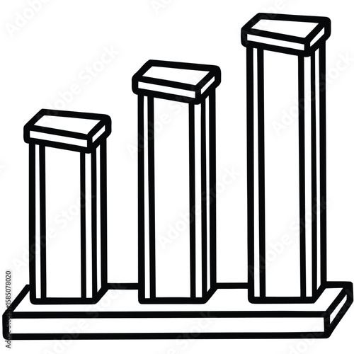 Vector art of three rising columns representing growth and progress