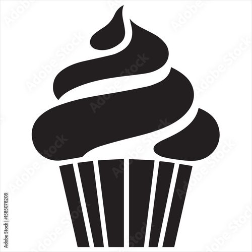 Silhouette Style Vector Cupcake Muffin Logo Design – Bakery Dessert Icon for Pastry Shop Branding, Cafe Menus, Sweet Treat Packaging, Food Blog Graphics, and Confectionery Marketing Materials