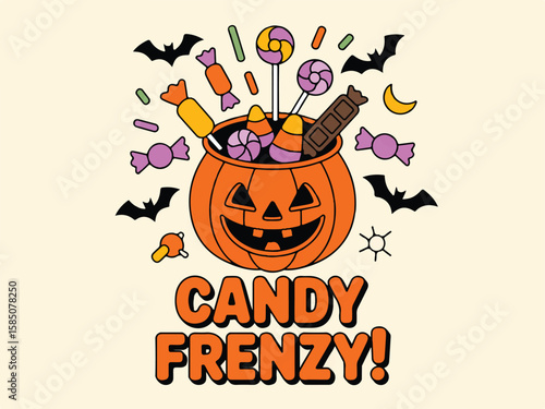 Candy Frenzy Halloween Pumpkin with Bats & Sweets Explosion


