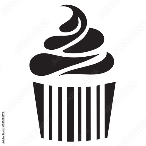 Silhouette Style Vector Cupcake Muffin Logo Design – Bakery Dessert Icon for Pastry Shop Branding, Cafe Menus, Sweet Treat Packaging, Food Blog Graphics, and Confectionery Marketing Materials
