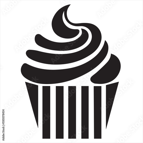 Silhouette Style Vector Cupcake Muffin Logo Design – Bakery Dessert Icon for Pastry Shop Branding, Cafe Menus, Sweet Treat Packaging, Food Blog Graphics, and Confectionery Marketing Materials