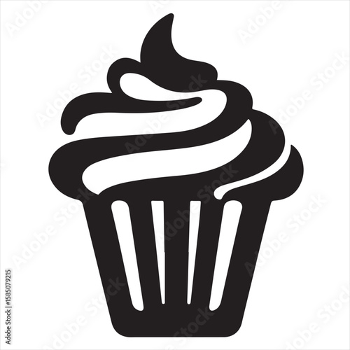 Silhouette Style Vector Cupcake Muffin Logo Design – Bakery Dessert Icon for Pastry Shop Branding, Cafe Menus, Sweet Treat Packaging, Food Blog Graphics, and Confectionery Marketing Materials