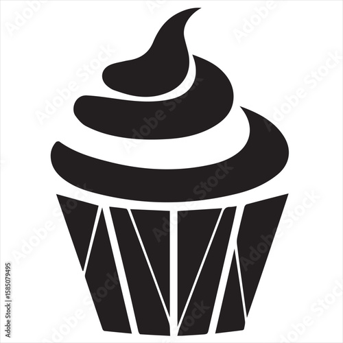 Silhouette Style Vector Cupcake Muffin Logo Design – Bakery Dessert Icon for Pastry Shop Branding, Cafe Menus, Sweet Treat Packaging, Food Blog Graphics, and Confectionery Marketing Materials