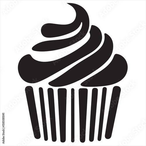 Silhouette Style Vector Cupcake Muffin Logo Design – Bakery Dessert Icon for Pastry Shop Branding, Cafe Menus, Sweet Treat Packaging, Food Blog Graphics, and Confectionery Marketing Materials