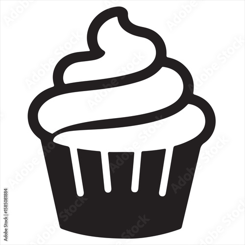 Silhouette Style Vector Cupcake Muffin Logo Design – Bakery Dessert Icon for Pastry Shop Branding, Cafe Menus, Sweet Treat Packaging, Food Blog Graphics, and Confectionery Marketing Materials