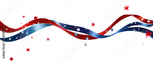 Patriotic Ribbon Twisting in Mid-Air with Stars and Stripes Design isolated to transparent background