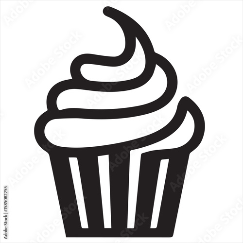 Silhouette Style Vector Cupcake Muffin Logo Design – Bakery Dessert Icon for Pastry Shop Branding, Cafe Menus, Sweet Treat Packaging, Food Blog Graphics, and Confectionery Marketing Materials