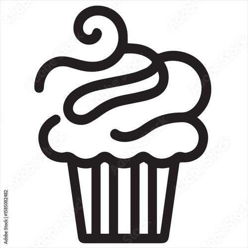 Silhouette Style Vector Cupcake Muffin Logo Design – Bakery Dessert Icon for Pastry Shop Branding, Cafe Menus, Sweet Treat Packaging, Food Blog Graphics, and Confectionery Marketing Materials