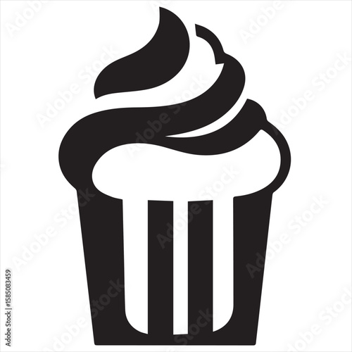 Silhouette Style Vector Cupcake Muffin Logo Design – Bakery Dessert Icon for Pastry Shop Branding, Cafe Menus, Sweet Treat Packaging, Food Blog Graphics, and Confectionery Marketing Materials