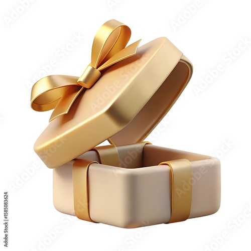 Elegant gold gift box with ribbon unveiling a surprise