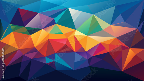 Vector art of an energetic abstract geometric artwork showcasing a fusion of bright colors and sharp edges