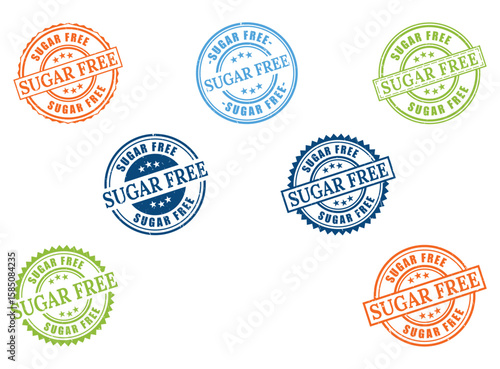 Diverse Sugar Free Grunge Rubber Stamp Collection, Healthy Food Vector Set