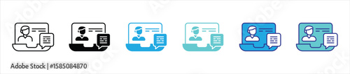 digital dialogue in motion icon set. contain real time learning, virtual classroom, interactive presentation thin line and color style icon symbol sign for your app web. vector illustration