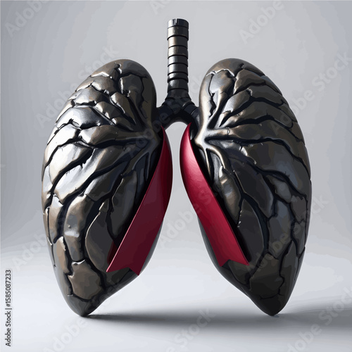 Detailed Anatomical Lungs Artwork - Respiratory System Model for Medical Study and Scientific Education